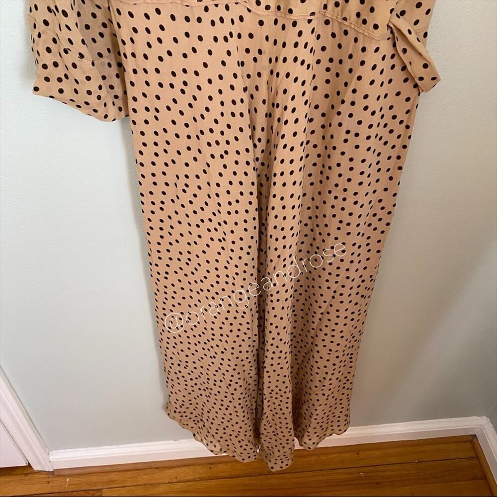 NWT GANNI Tan Black Polka Dot Wrap Maxi Dress 38 M - Picture 12 of 16